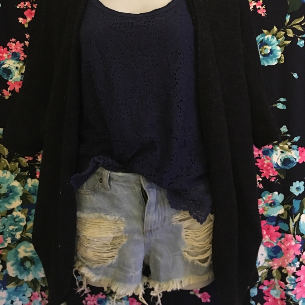 High waisted distressed shorts