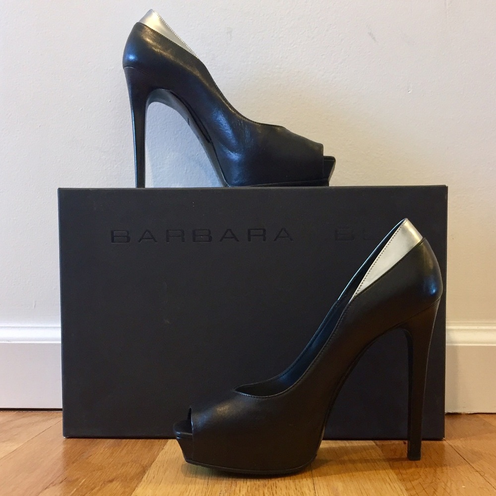BARBARA BUI Leather Platform Peep-toe