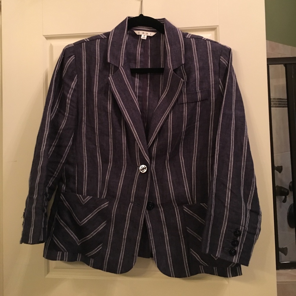 Cabi navy linen blazer
