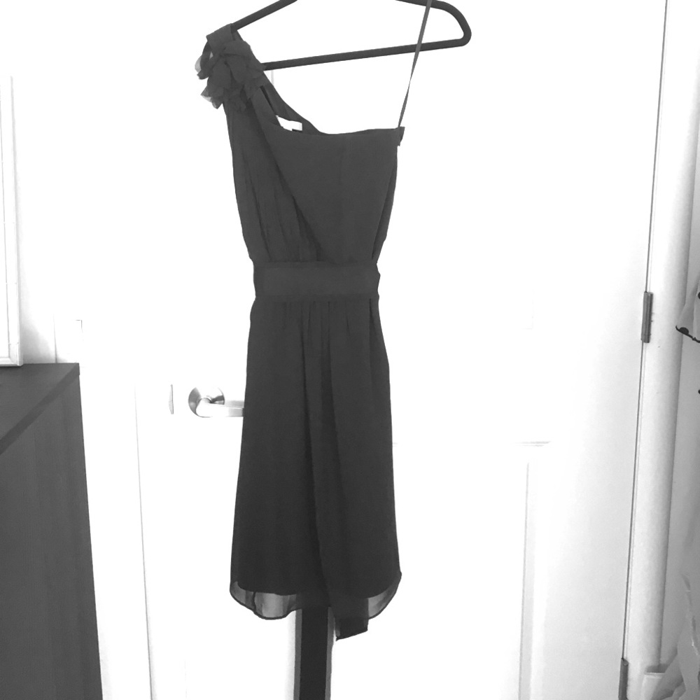 Silk georgette navy dress