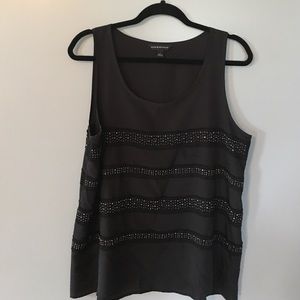 Tank top with horizontal stripes and rhinestones