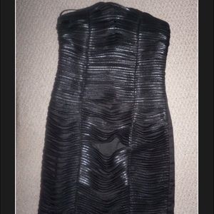 Black strap let Leather and satin dress