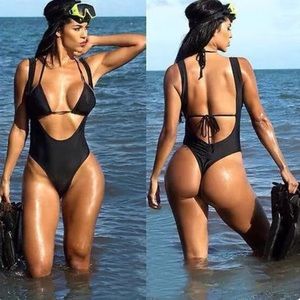 Sexy suspender open 2-piece monokini bikini