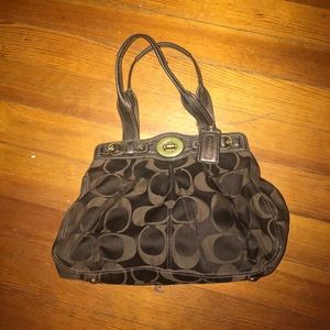 Authentic Coach Large C Brown Shoulder Bag