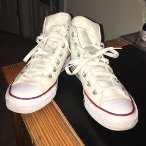 Size 6 white converse high tops!