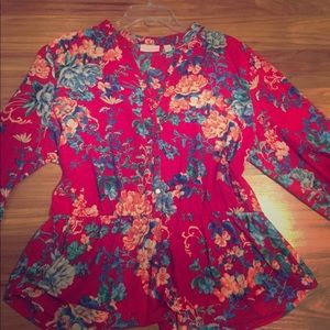Red floral top