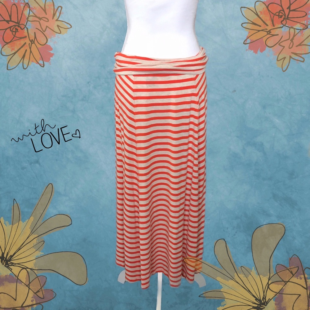✨ Orange & Cream Maxi Skirt ✨
