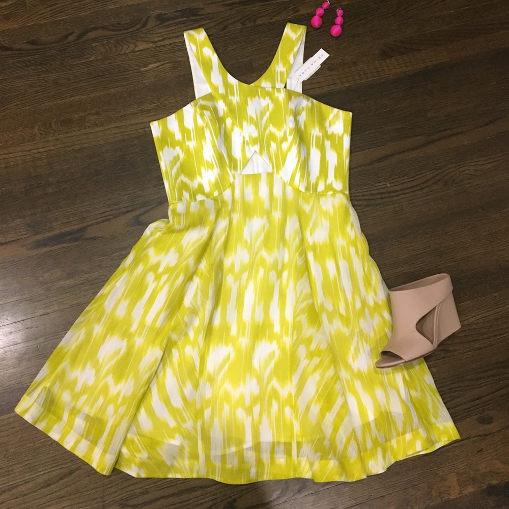 Trina Turk cutout cotton/ chiffon dress
