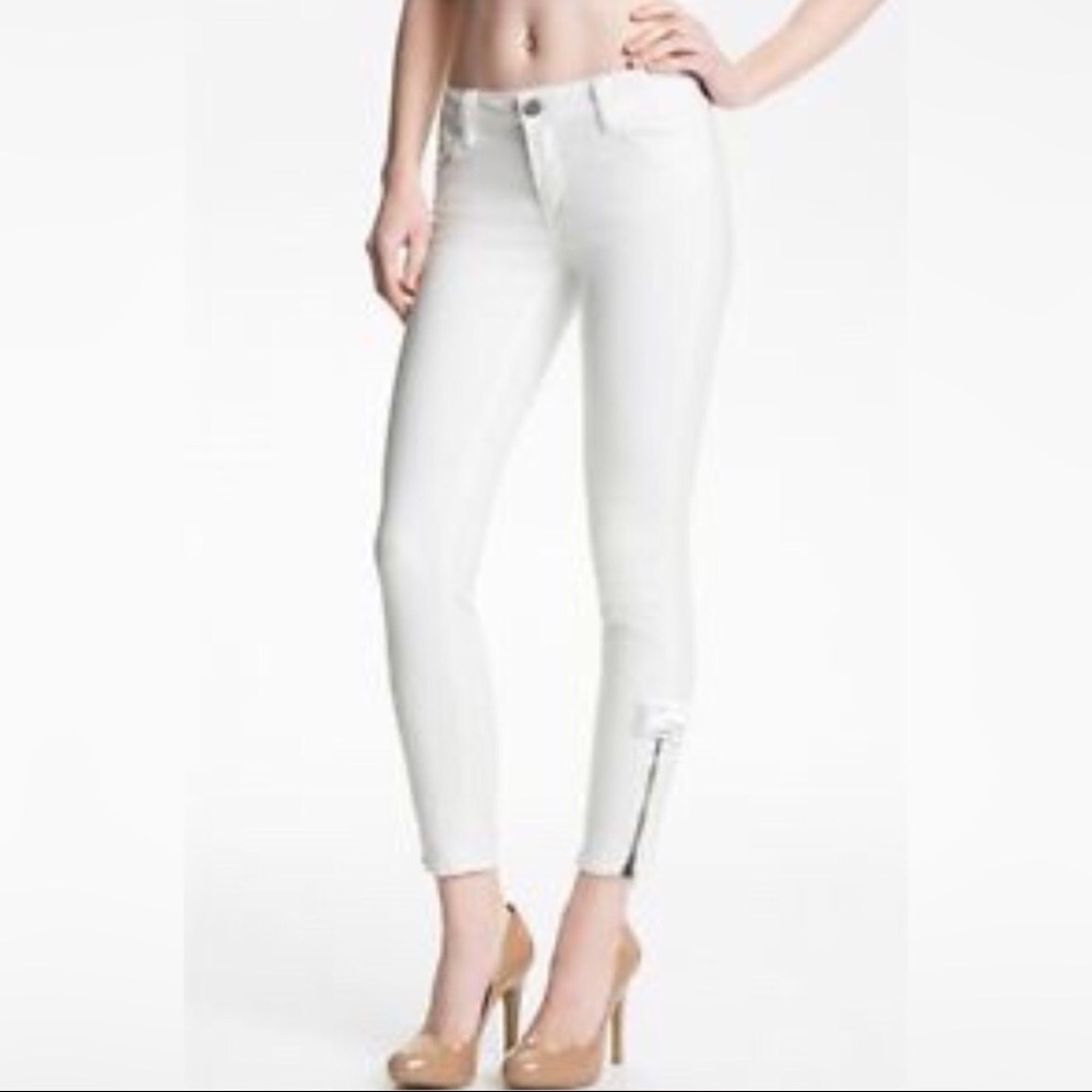 Vince White Jeans with Cargo Zipper Ankle Detail
