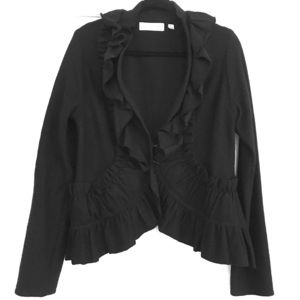 Anthropologie ruffled wool sweater jacket