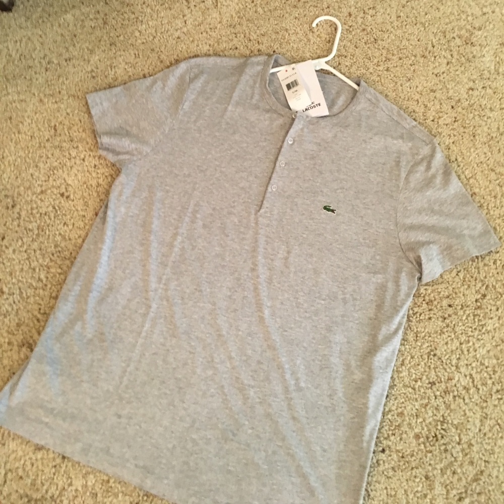 Lacoste short sleeve heather gray Henley #SALE