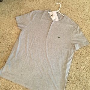 Lacoste short sleeve heather gray Henley #SALE