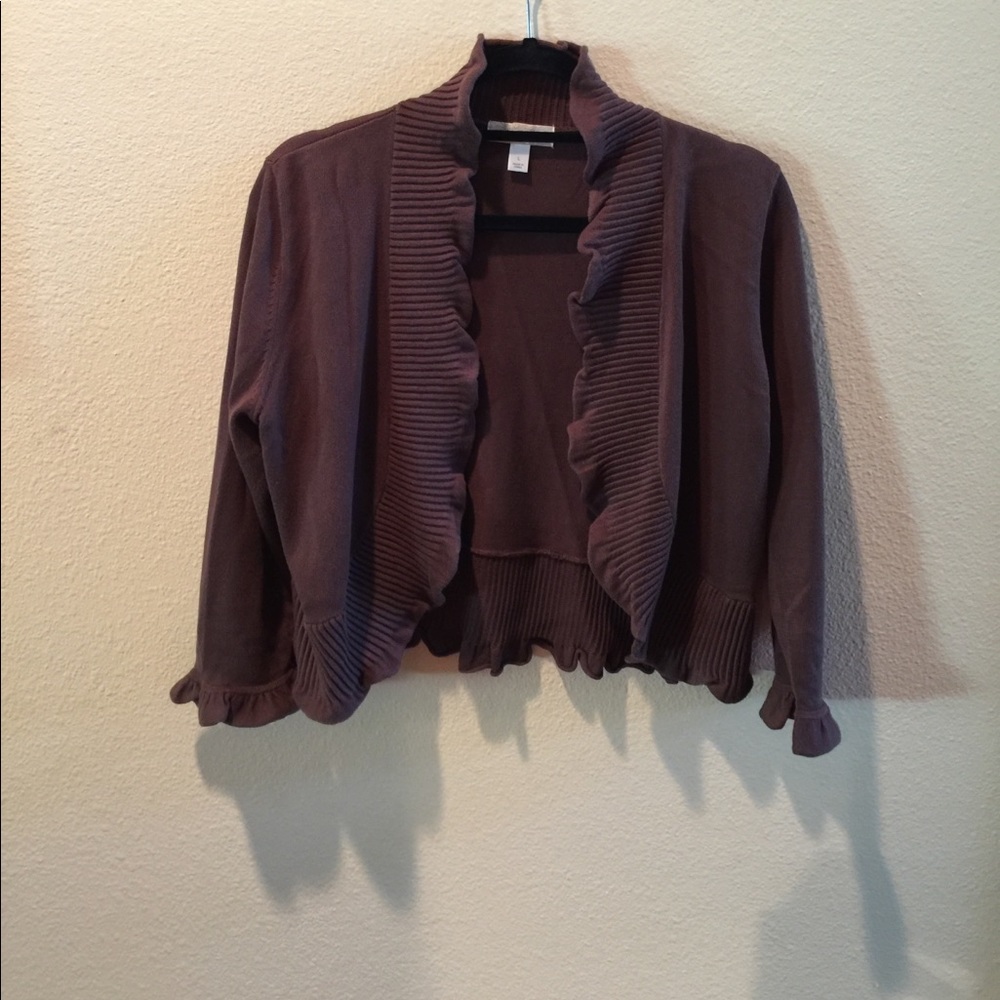 Brown Short Cardigan 100% Cotton with Ruffles