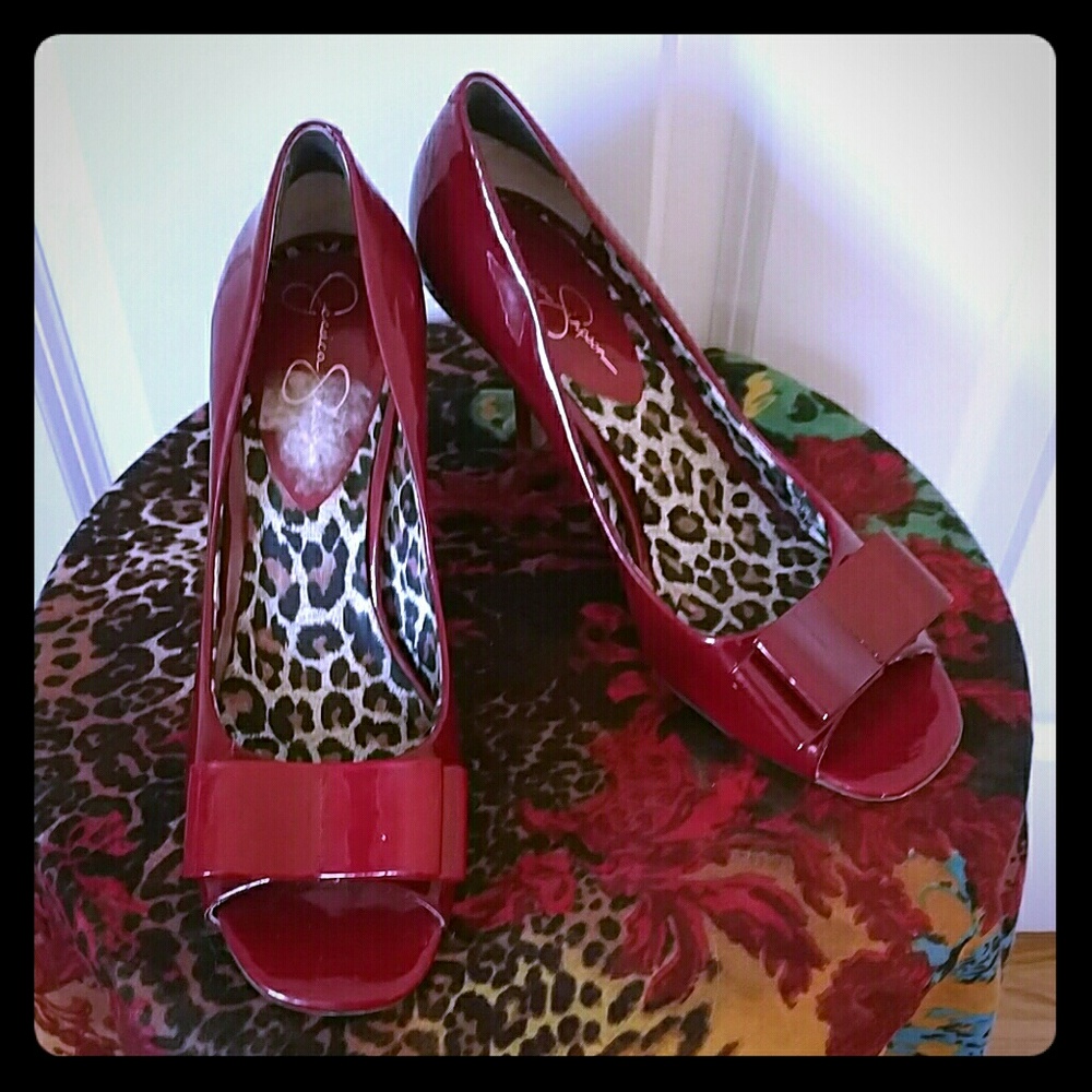 Jessica Simpson Red Patent Leather Heels Size 8.5