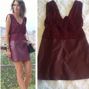 Vegan Leather and Lace Mini Dress