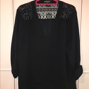 NWOT Express Lace Detail Tab Sleeve Blouse
