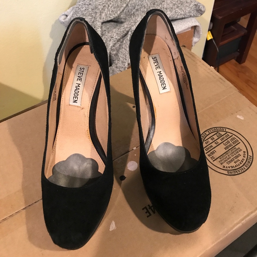 steve madden black suede heels