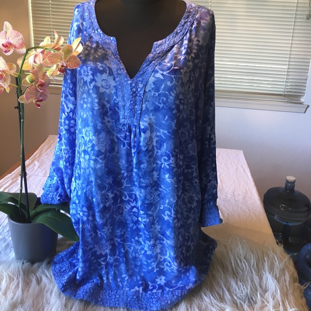 Stunning Blue Batik Blouse