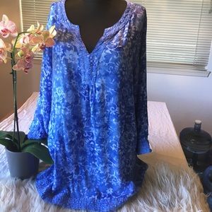 Stunning Blue Batik Blouse