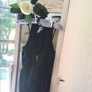 Black zip ruffle dress