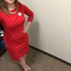 Red J. Crew shift dress