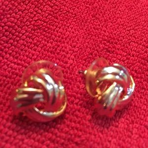 Gold and silver knot earrings