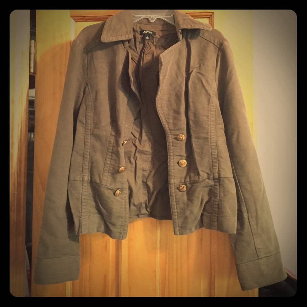 Olive green Apt 9 jacket with gold buttons