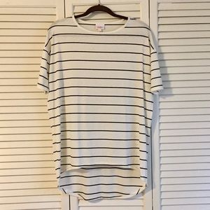 HTF LuLaRoe Irma Tunic White w/ Black Stripes NWOT