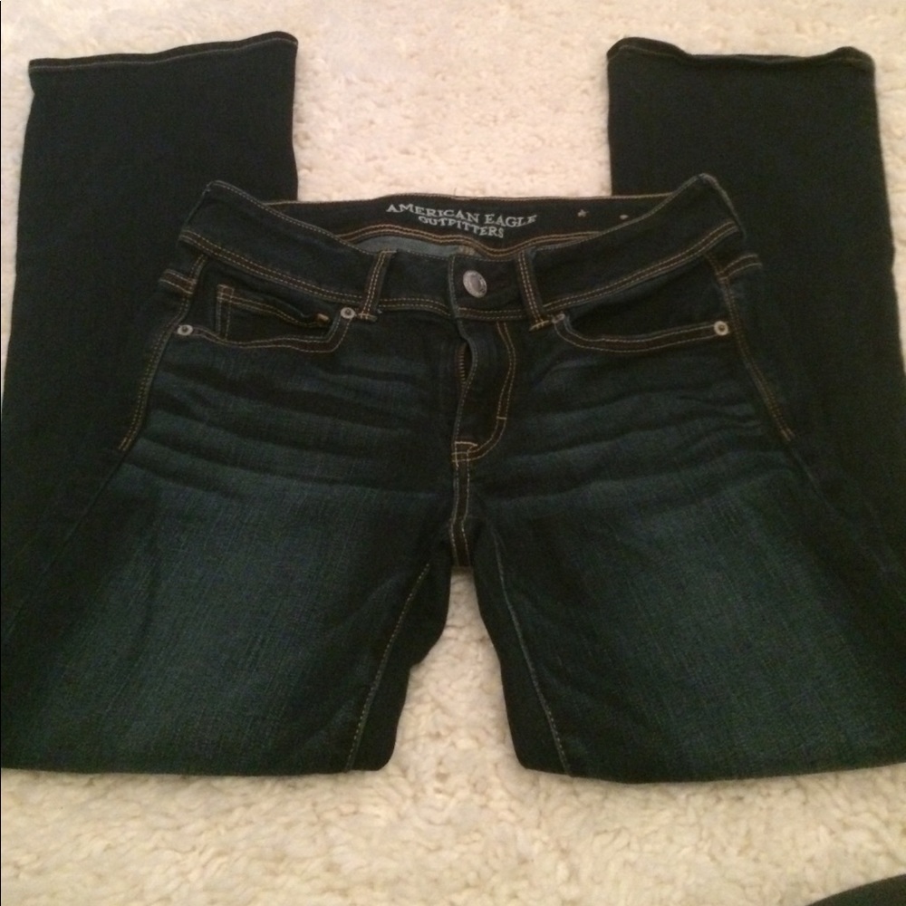 Dark kick boot jeans