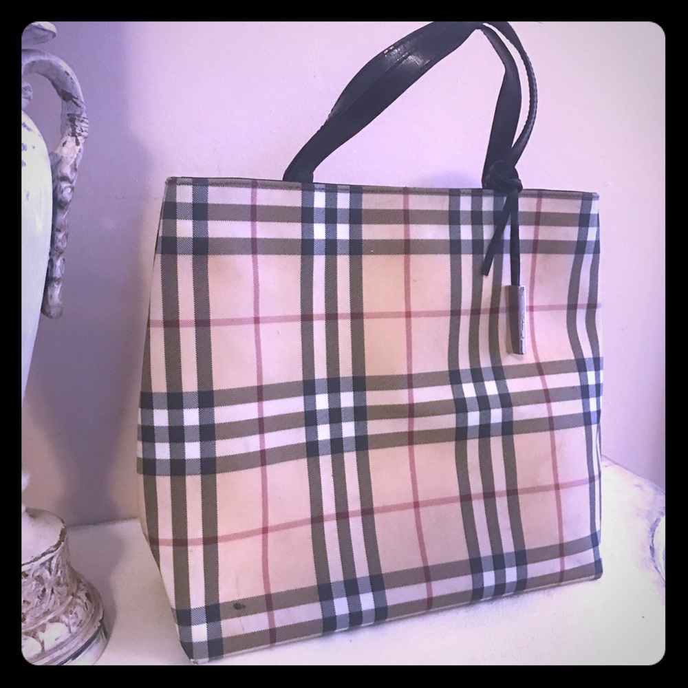 Authentic medium check tote bag.