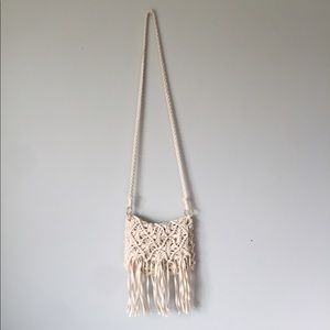 Crochet fringe cross-body bag