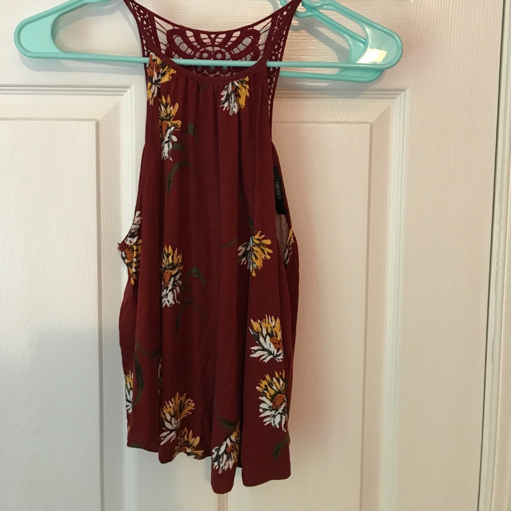 Red floral crop top