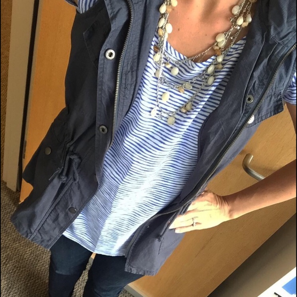 Blue and white stripe top. Perfect for Spring!