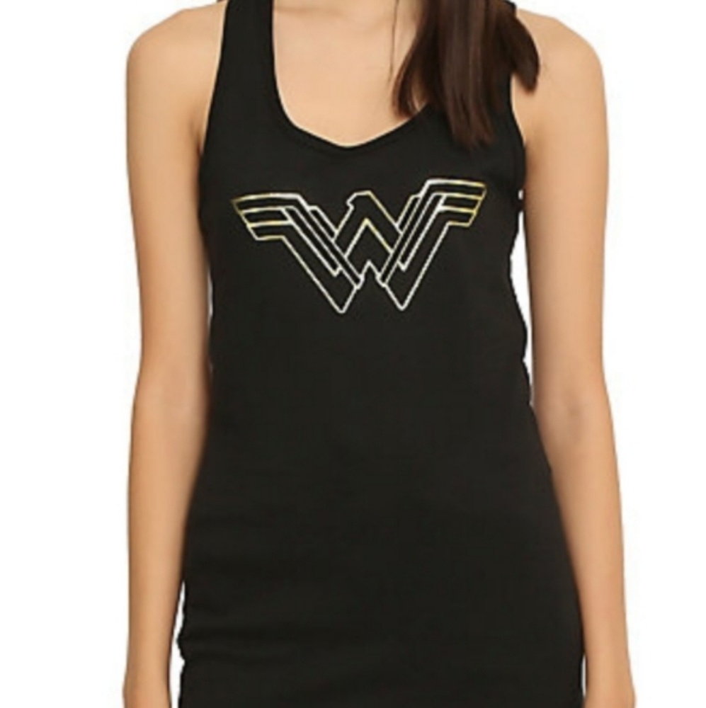 New! Wonder Women Black Racer Back Tank Top