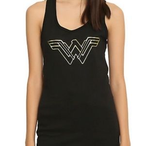 New! Wonder Women Black Racer Back Tank Top