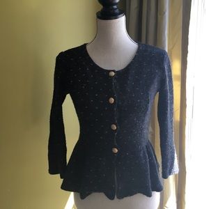 Monteau Grey and Gold Speckled Button Up Sweater