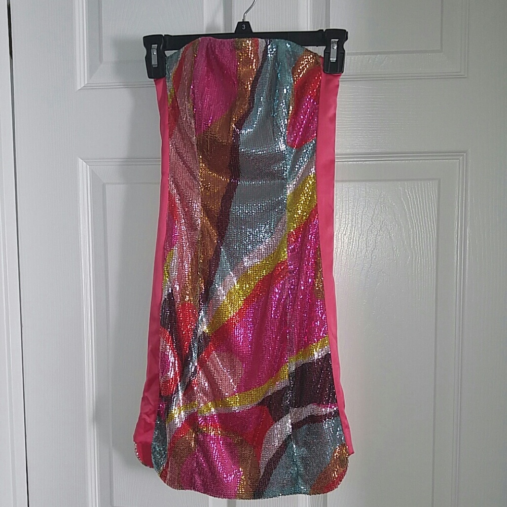 Strapless Multi-color Sequin Dress