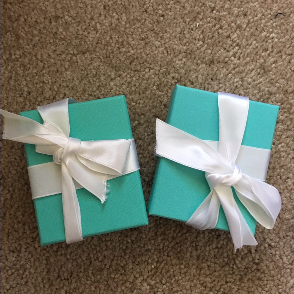 2 Tiffany & Co blue box case with bow
