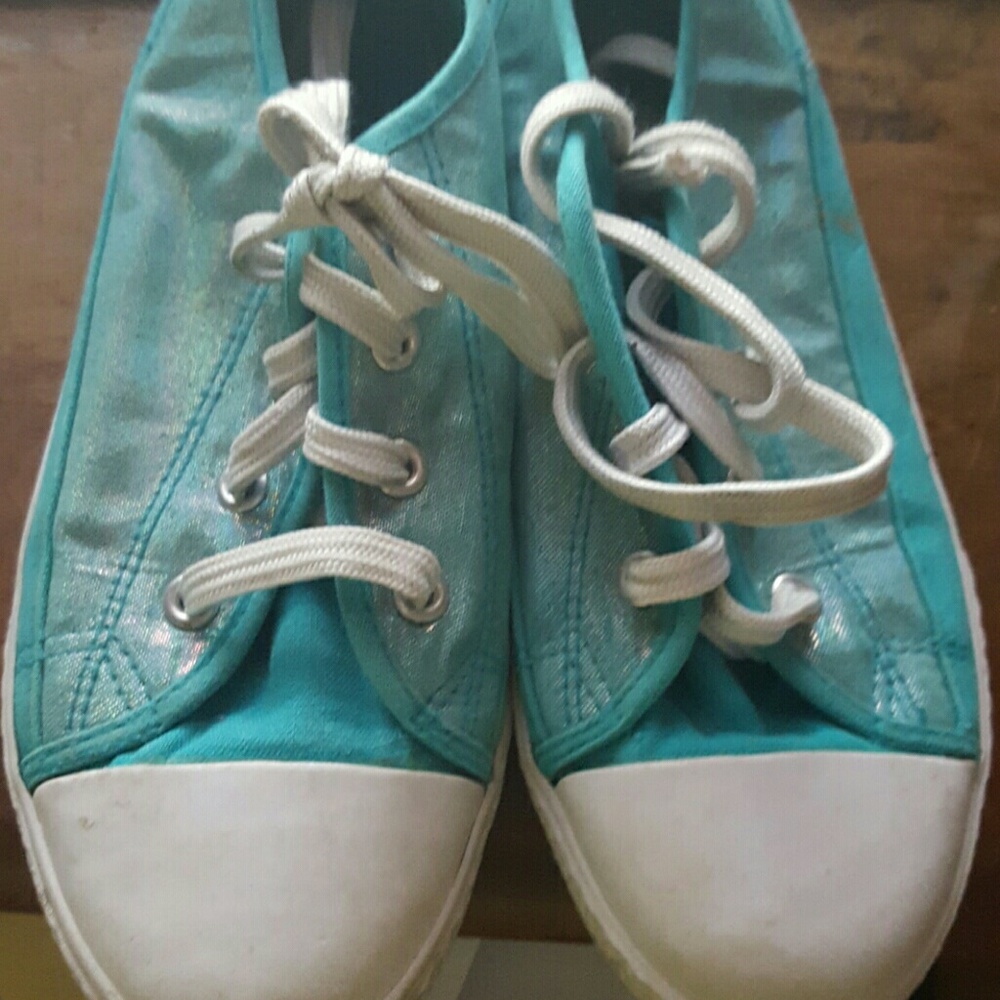 Blue Teal Sparkly Sneakers by Liv and Maddie Sz 3
