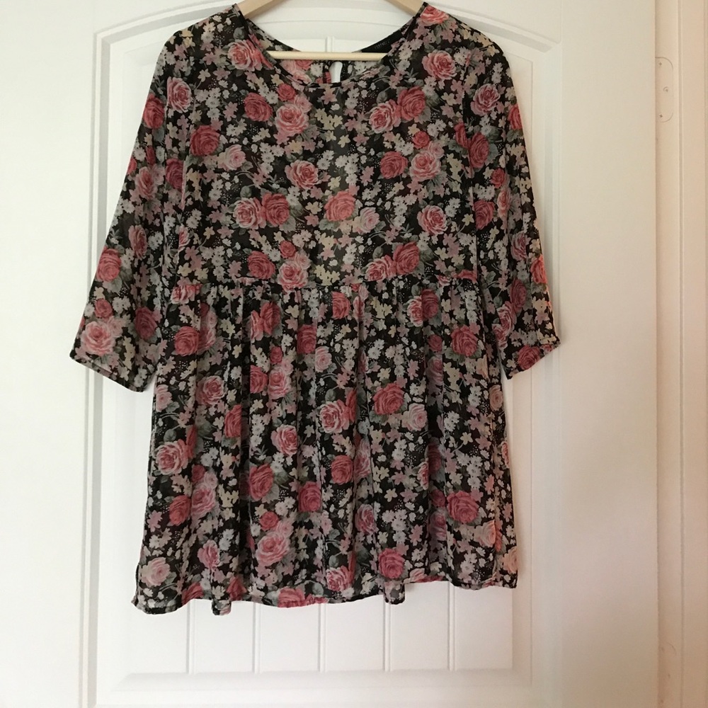 Long Floral Top with open back