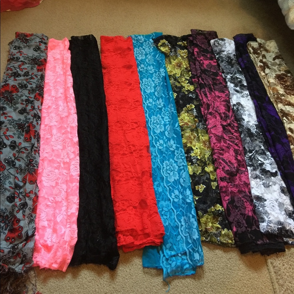 NWOT lot of 10 floral lace scarves set