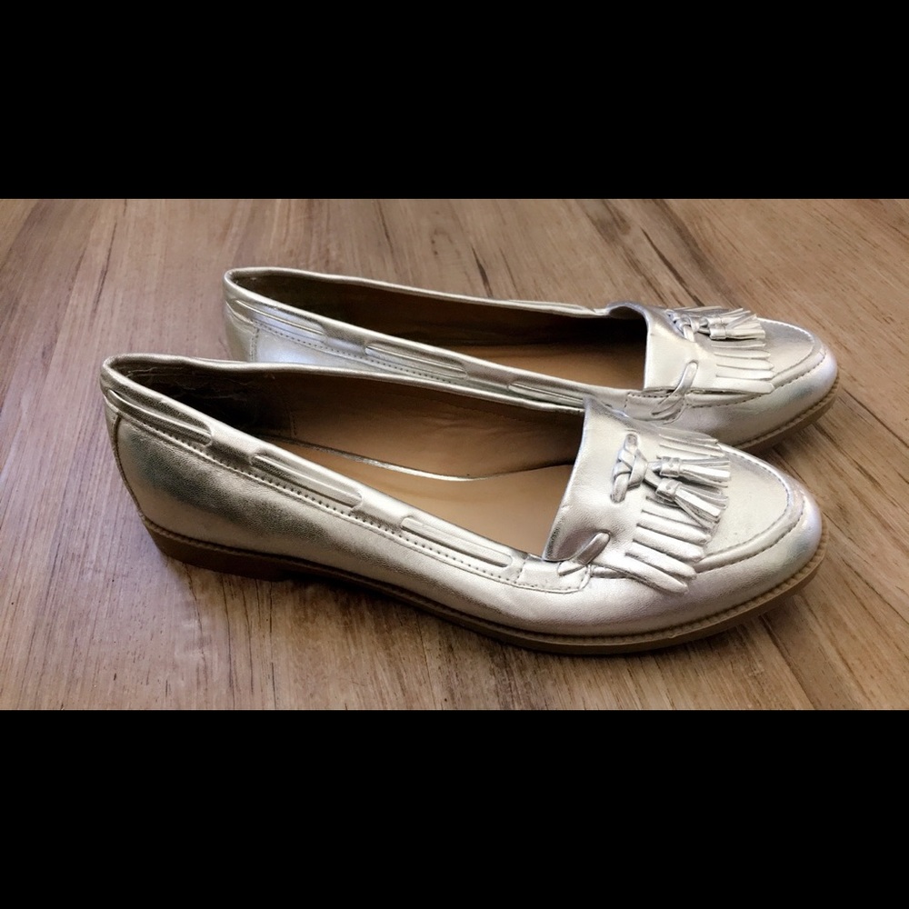 New look silver loafers