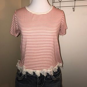 Pink Stripe Flowered Crop Top
