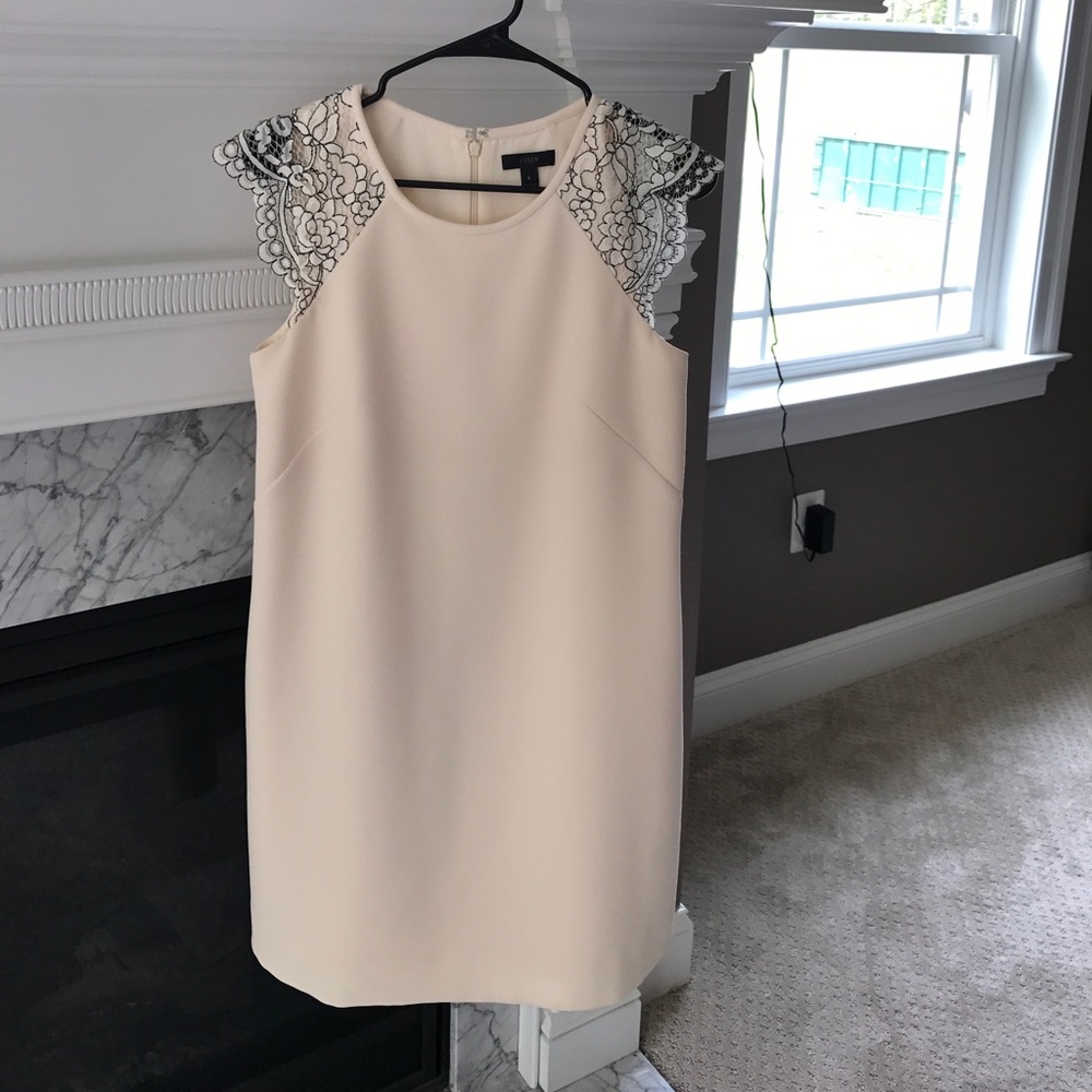 BRAND NEW JCrew Off-White lace sleeve dress