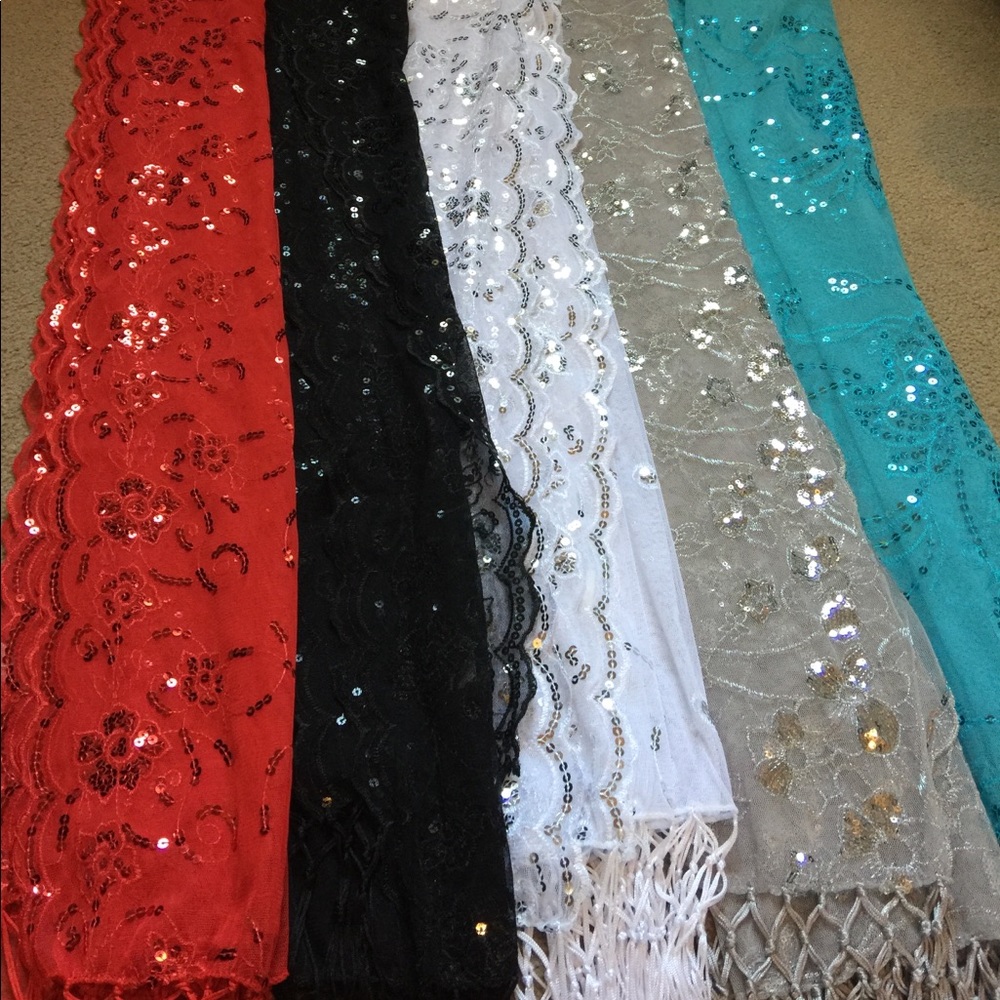 NWOT lot of 5 sequin scarves/hijab