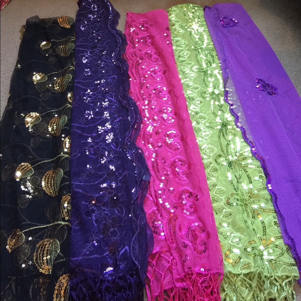 NWOT lot of 5 sequin scarves/hijabs