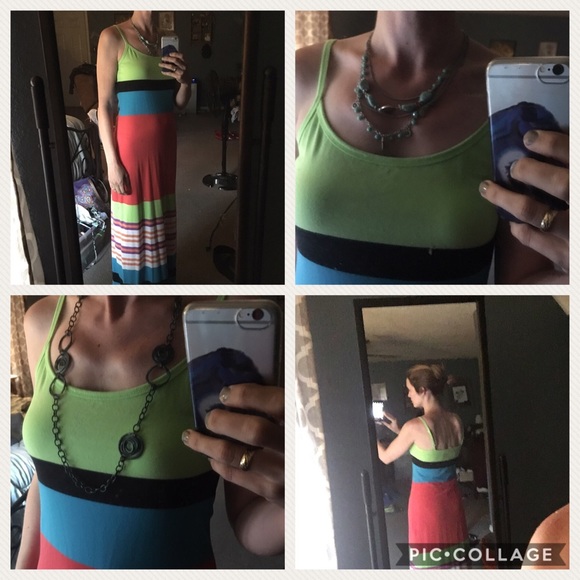 Derek heart Size L bright striped maxi dress - Picture 3 of 3