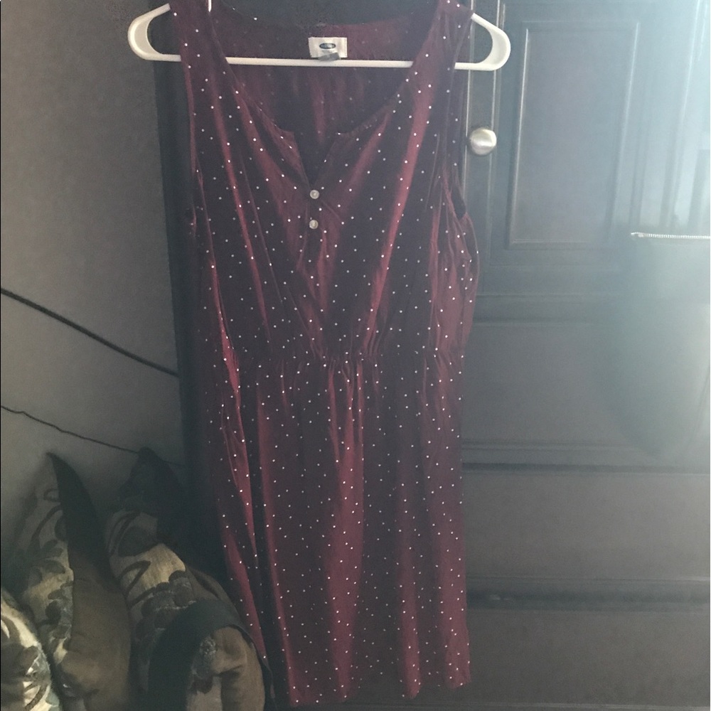 Sleeveless Maroon polka dot dress