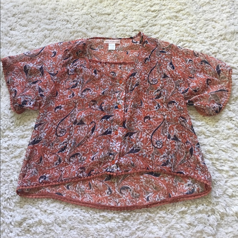 Button Down Short Sleeve Top XS - Picture 3 of 4
