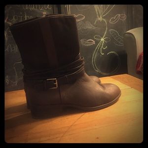 Brown combat boots